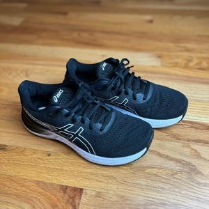 Asics Shoes Womens 7.5 Gel Excite 8 Wide Running Marathon Black White Sneakers